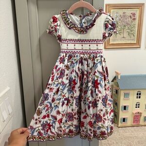Charlotte Sy Dimby Hand Smocked Floral Dress *rare*